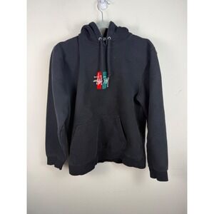 Stussy Embroidered Logo Bars Applique Hoodie Black Medium
